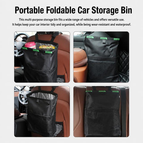 Car Storage Bag Car Back Seat Hook Garbage Can, Black Green, Black, Black Green + Trash Bags, Black + Trash Bags, Black Green + Tissue Bag