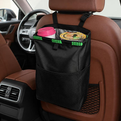 Car Storage Bag Car Back Seat Hook Garbage Can, Black Green, Black, Black Green + Trash Bags, Black + Trash Bags, Black Green + Tissue Bag