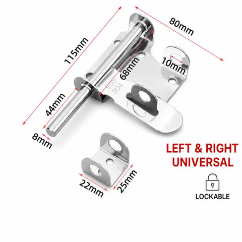 304 Stainless Steel Slide Bolt Latch, Heavy-Duty Barrel Bolt Door Lock, 4 inch, 6 inch, 8 inch