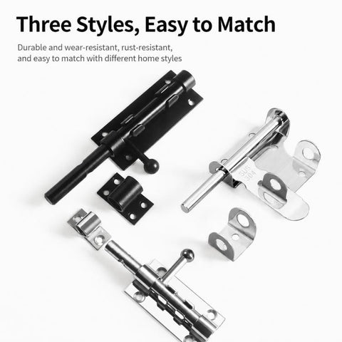 304 Stainless Steel Slide Bolt Latch, Heavy-Duty Barrel Bolt Door Lock, 4 inch, 6 inch, 8 inch
