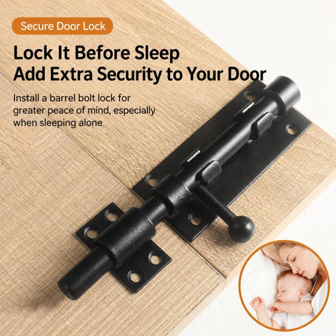 304 Stainless Steel Slide Bolt Latch, Heavy-Duty Barrel Bolt Door Lock, 4 inch, 6 inch, 8 inch