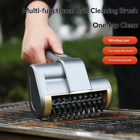 Electric Barbecue Grill Cleaning Brush with 3 Replaceable Brush Heads