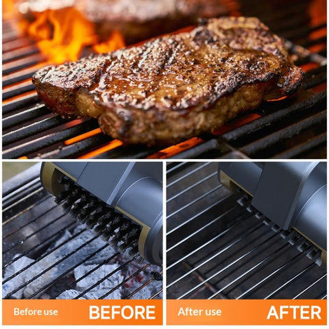 Electric Barbecue Grill Cleaning Brush with 3 Replaceable Brush Heads