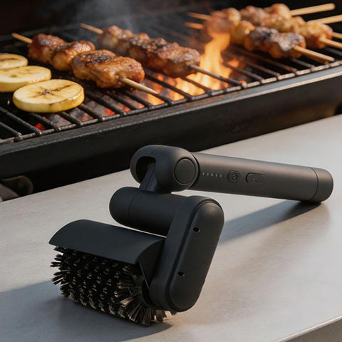 Electric BBQ Rack Cleaning Brush with 3 Replaceable Brush Heads & Gloves