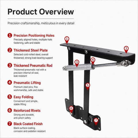 2pcs/Pack Furniture Support Lift Bracket Coffee Table Lift-Top Mechanism, Pneumatic Style, Spring Style