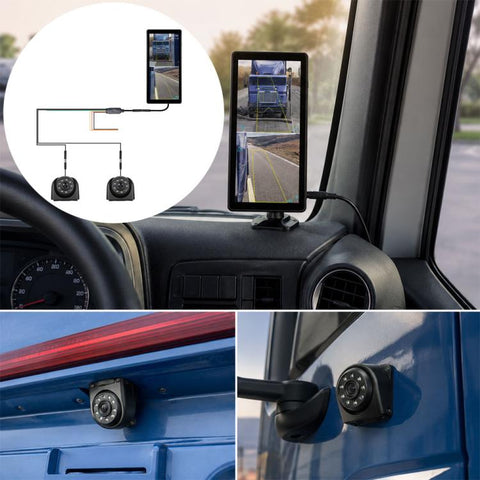 10.36 inch Trucks Electronic Rear-View Mirror Digital HD Wired Touchscreen 2 in 1 Set with BSD DVRs