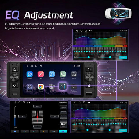 5 inch Single Din Android 15 Center Console CarPlay Car Video Navigation, Standard, Standard+Reversing Camera+Mic
