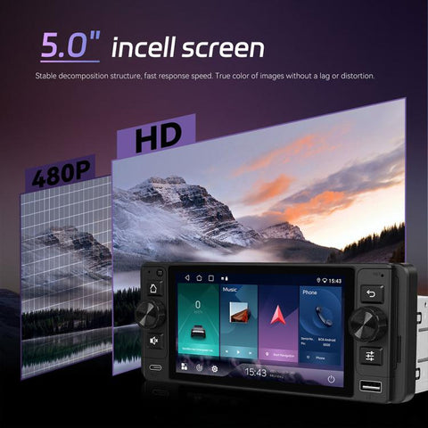 5 inch Single Din Android 15 Center Console CarPlay Car Video Navigation, Standard, Standard+Reversing Camera+Mic