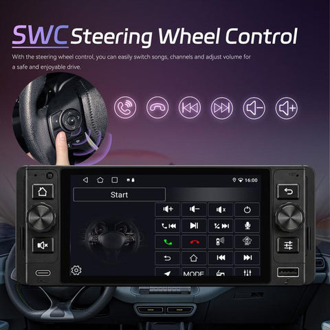5 inch Single Din Android 15 Center Console CarPlay Car Video Navigation, Standard, Standard+Reversing Camera+Mic