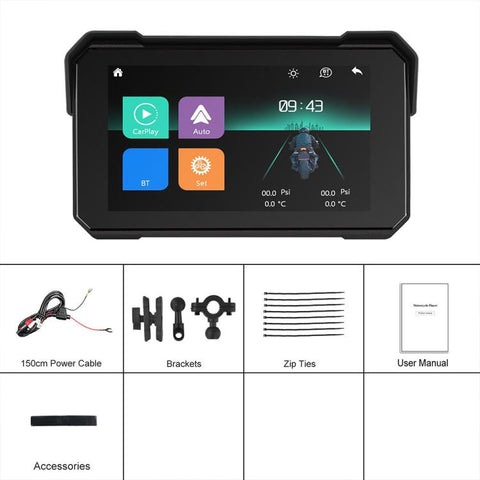 5 inch Motorcycle Wireless CarPlay and Android Auto Display Screen Navigator, Standard, with Tire Pressure Sensor