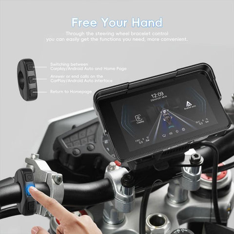 5 inch Landscape-oriented Motorcycle Wireless CarPlay and Android Auto Display Screen Navigator, Standard, with Tire Pressure Sensor