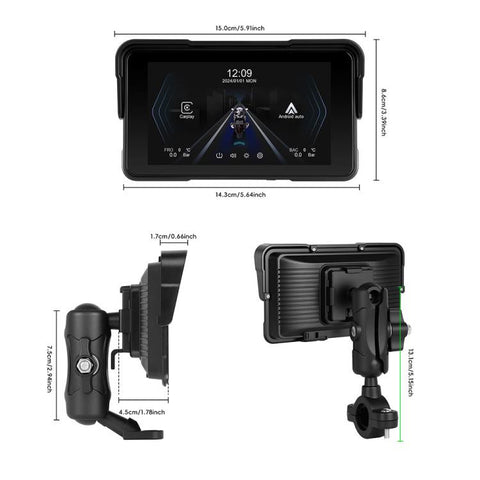 5 inch Landscape-oriented Motorcycle Wireless CarPlay and Android Auto Display Screen Navigator, Standard, with Tire Pressure Sensor