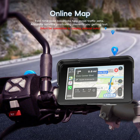 5 inch Landscape-oriented Motorcycle Wireless CarPlay and Android Auto Display Screen Navigator, Standard, with Tire Pressure Sensor
