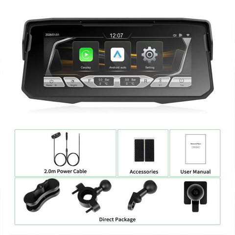 6.86 inch Motorcycle Wireless CarPlay and Android Auto Display Screen Navigator, Standard, with Tire Pressure Sensor