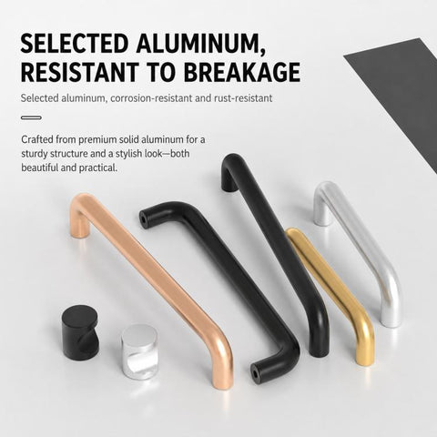 Solid Aluminum Alloy Cabinet Door Pull Handle, Furniture Handles Door Knob, 96mm, 128mm, 160mm