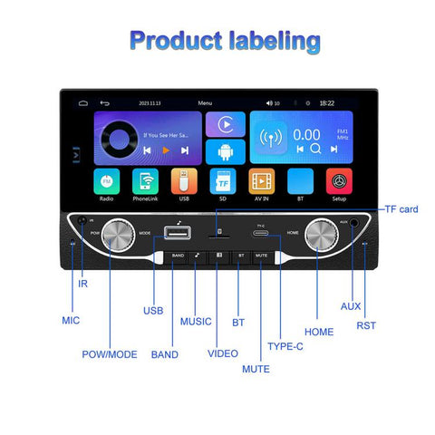 6.86 inch Car Wireless Carplay Dual Spindle MP5 Player, Standard, Standard+Reversing Camera