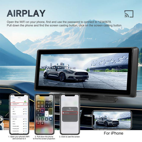 8.1 inch 2K Center CarPlay Auto Car Portable Navigation Screen, Standard, Standard+Reversing Camera