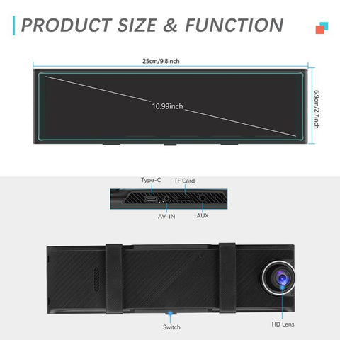 10.99 inch 4K Center CarPlay Auto Car Portable Navigation Screen, Standard, Standard+Reversing Camera