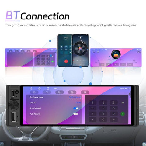 Universal 6.28 inch Single-DIN Car Center Console Display with CarPlay & Android Auto Function, Standard, with AHD Camera + Microphone