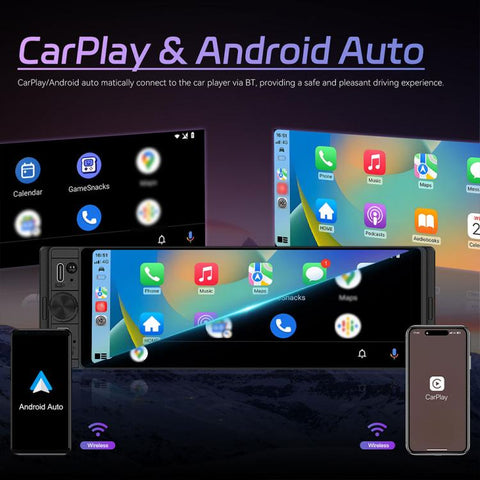 Universal 6.28 inch Single-DIN Car Center Console Display with CarPlay & Android Auto Function, Standard, with AHD Camera + Microphone