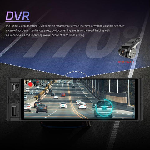 Universal 6.28 inch Single-DIN Car Center Console Display with CarPlay & Android Auto Function, Standard, with AHD Camera + Microphone