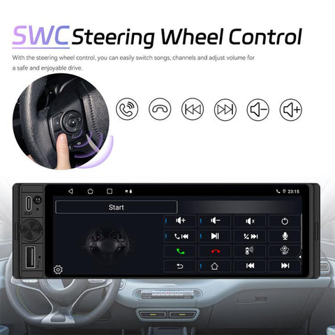 Universal 6.28 inch Single-DIN Car Center Console Display with CarPlay & Android Auto Function, Standard, with AHD Camera + Microphone