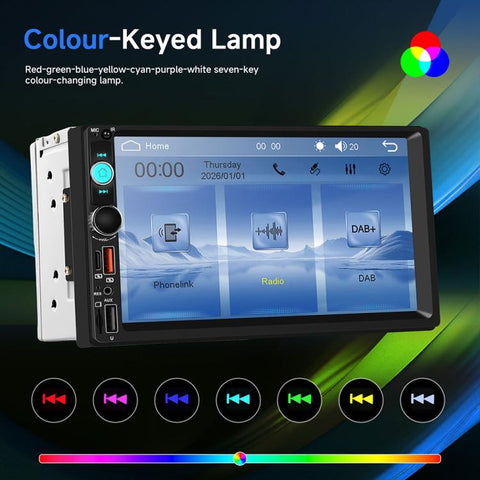 Universal 7 inch Dual-DIN Car MP5 Player Center Console Display with CarPlay & Android Auto Function, Standard, with Reversing Camera + Frame