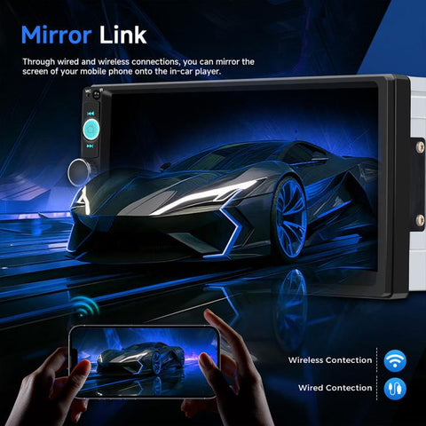 Universal 7 inch Dual-DIN Car MP5 Player Center Console Display with CarPlay & Android Auto Function, Standard, with Reversing Camera + Frame