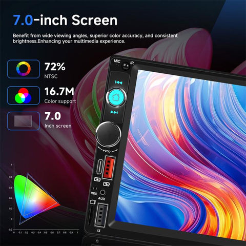 Universal 7 inch Dual-DIN Car MP5 Player Center Console Display with CarPlay & Android Auto Function, Standard, with Reversing Camera + Frame
