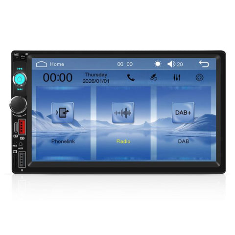 Universal 7 inch Dual-DIN Car MP5 Player Center Console Display with CarPlay & Android Auto Function, Standard, with Reversing Camera + Frame