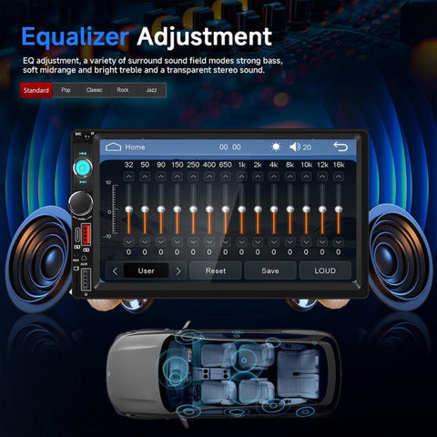 Universal 7 inch Dual-DIN Car MP5 Player Center Console Display with CarPlay & Android Auto Function, Standard, with Reversing Camera + Frame