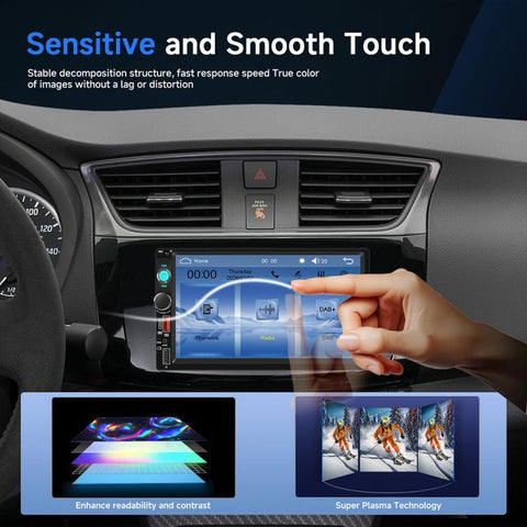 Universal 7 inch Dual-DIN Car MP5 Player Center Console Display with CarPlay & Android Auto Function, Standard, with Reversing Camera + Frame