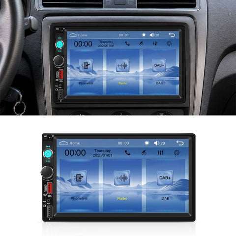 Universal 7 inch Dual-DIN Car MP5 Player Center Console Display with CarPlay & Android Auto Function, Standard, with Reversing Camera + Frame
