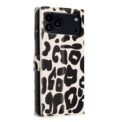 Leopard Print Wallet Vegan Leather Phone Case with Lanyard, For iPhone 18 Pro, For iPhone 18 Pro Max, For iPhone 17e / 16e, For iPhone 17 Pro Max, For iPhone 17 Pro, For iPhone 17, For iPhone Air, For iPhone 16 Pro Max