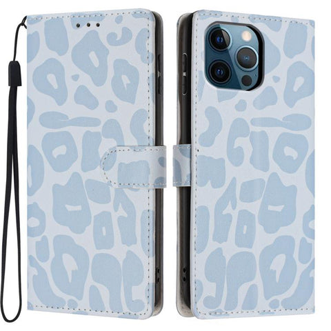 Leopard Print Wallet Vegan Leather Phone Case with Lanyard, For iPhone 14, For iPhone 14 Pro, For iPhone 14 Pro Max, For iPhone 13 Pro Max, For iPhone 13 Pro, For iPhone 13, For iPhone 12 / 12 Pro, For iPhone 12 Pro Max