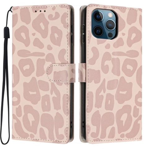 Leopard Print Wallet Vegan Leather Phone Case with Lanyard, For iPhone 14, For iPhone 14 Pro, For iPhone 14 Pro Max, For iPhone 13 Pro Max, For iPhone 13 Pro, For iPhone 13, For iPhone 12 / 12 Pro, For iPhone 12 Pro Max