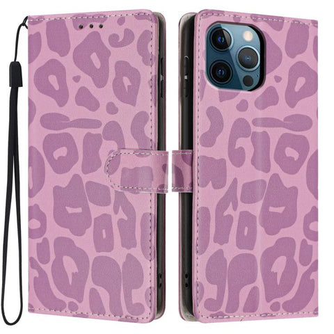 Leopard Print Wallet Vegan Leather Phone Case with Lanyard, For iPhone 14, For iPhone 14 Pro, For iPhone 14 Pro Max, For iPhone 13 Pro Max, For iPhone 13 Pro, For iPhone 13, For iPhone 12 / 12 Pro, For iPhone 12 Pro Max