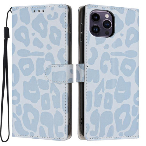 Leopard Print Wallet Vegan Leather Phone Case with Lanyard, For iPhone 14, For iPhone 14 Pro, For iPhone 14 Pro Max, For iPhone 13 Pro Max, For iPhone 13 Pro, For iPhone 13, For iPhone 12 / 12 Pro, For iPhone 12 Pro Max