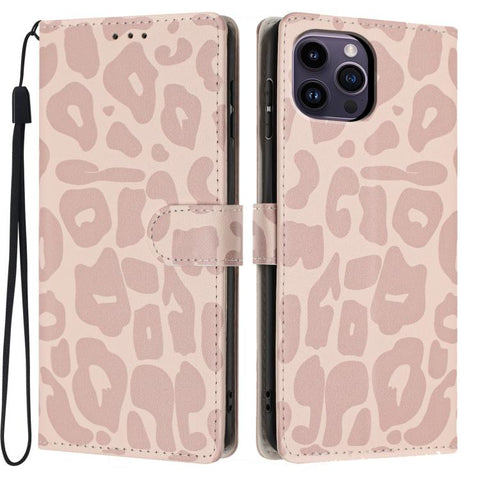 Leopard Print Wallet Vegan Leather Phone Case with Lanyard, For iPhone 14, For iPhone 14 Pro, For iPhone 14 Pro Max, For iPhone 13 Pro Max, For iPhone 13 Pro, For iPhone 13, For iPhone 12 / 12 Pro, For iPhone 12 Pro Max