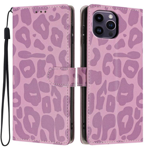 Leopard Print Wallet Vegan Leather Phone Case with Lanyard, For iPhone 14, For iPhone 14 Pro, For iPhone 14 Pro Max, For iPhone 13 Pro Max, For iPhone 13 Pro, For iPhone 13, For iPhone 12 / 12 Pro, For iPhone 12 Pro Max