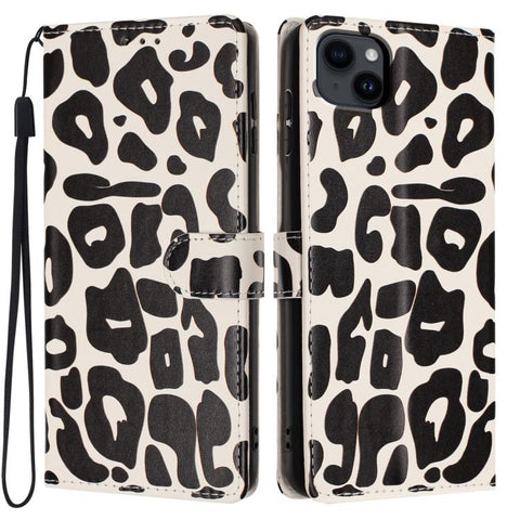 Leopard Print Wallet Vegan Leather Phone Case with Lanyard, For iPhone 14, For iPhone 14 Pro, For iPhone 14 Pro Max, For iPhone 13 Pro Max, For iPhone 13 Pro, For iPhone 13, For iPhone 12 / 12 Pro, For iPhone 12 Pro Max