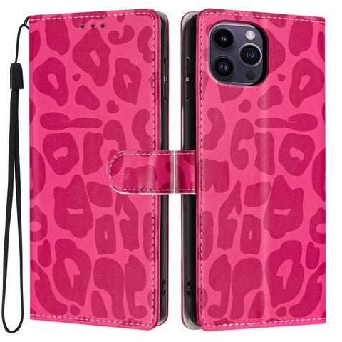 Leopard Print Wallet Vegan Leather Phone Case with Lanyard, For iPhone 14, For iPhone 14 Pro, For iPhone 14 Pro Max, For iPhone 13 Pro Max, For iPhone 13 Pro, For iPhone 13, For iPhone 12 / 12 Pro, For iPhone 12 Pro Max