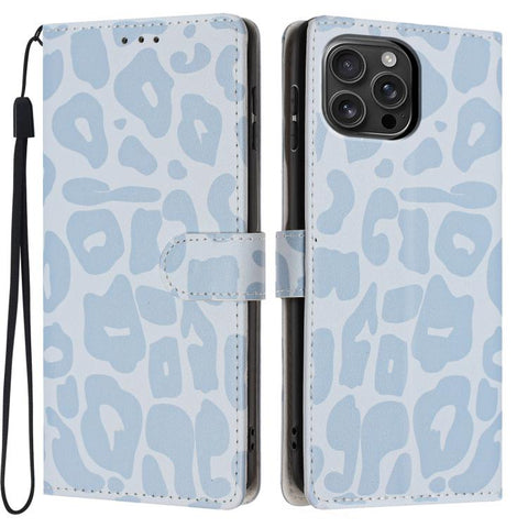 Leopard Print Wallet Vegan Leather Phone Case with Lanyard, For iPhone 18 Pro, For iPhone 18 Pro Max, For iPhone 17e / 16e, For iPhone 17 Pro Max, For iPhone 17 Pro, For iPhone 17, For iPhone Air, For iPhone 16 Pro Max