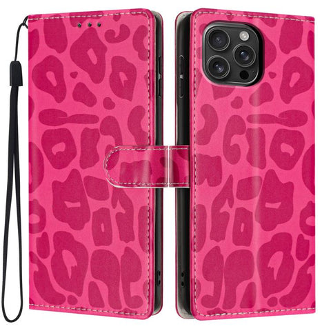 Leopard Print Wallet Vegan Leather Phone Case with Lanyard, For iPhone 18 Pro, For iPhone 18 Pro Max, For iPhone 17e / 16e, For iPhone 17 Pro Max, For iPhone 17 Pro, For iPhone 17, For iPhone Air, For iPhone 16 Pro Max