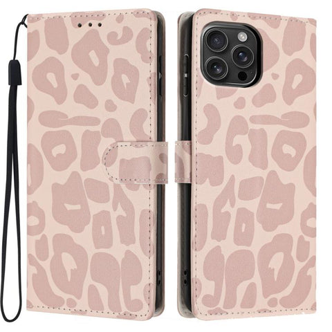 Leopard Print Wallet Vegan Leather Phone Case with Lanyard, For iPhone 18 Pro, For iPhone 18 Pro Max, For iPhone 17e / 16e, For iPhone 17 Pro Max, For iPhone 17 Pro, For iPhone 17, For iPhone Air, For iPhone 16 Pro Max