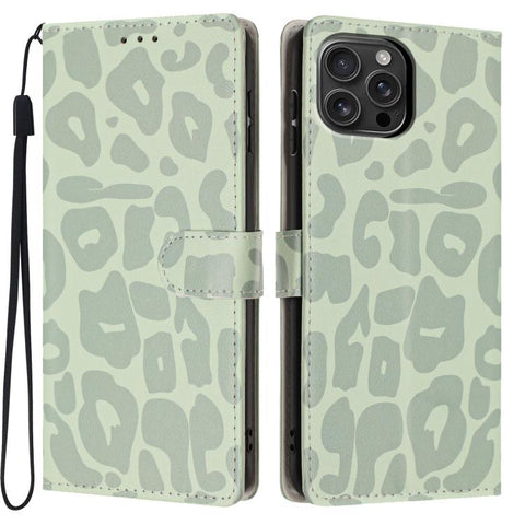 Leopard Print Wallet Vegan Leather Phone Case with Lanyard, For iPhone 18 Pro, For iPhone 18 Pro Max, For iPhone 17e / 16e, For iPhone 17 Pro Max, For iPhone 17 Pro, For iPhone 17, For iPhone Air, For iPhone 16 Pro Max