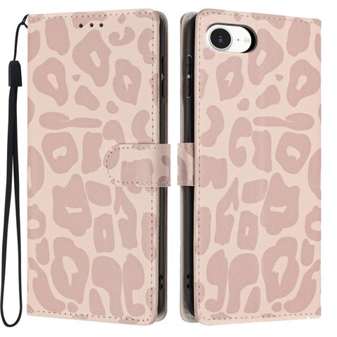 Leopard Print Wallet Vegan Leather Phone Case with Lanyard, For iPhone 18 Pro, For iPhone 18 Pro Max, For iPhone 17e / 16e, For iPhone 17 Pro Max, For iPhone 17 Pro, For iPhone 17, For iPhone Air, For iPhone 16 Pro Max