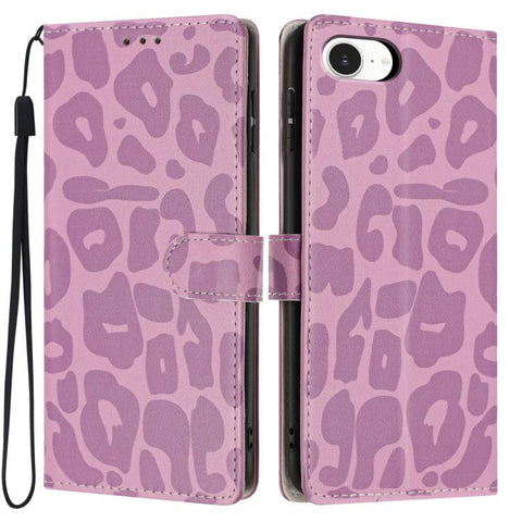 Leopard Print Wallet Vegan Leather Phone Case with Lanyard, For iPhone 18 Pro, For iPhone 18 Pro Max, For iPhone 17e / 16e, For iPhone 17 Pro Max, For iPhone 17 Pro, For iPhone 17, For iPhone Air, For iPhone 16 Pro Max
