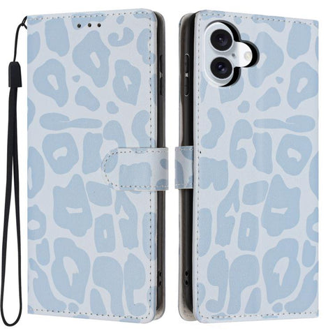 Leopard Print Wallet Vegan Leather Phone Case with Lanyard, For iPhone 18 Pro, For iPhone 18 Pro Max, For iPhone 17e / 16e, For iPhone 17 Pro Max, For iPhone 17 Pro, For iPhone 17, For iPhone Air, For iPhone 16 Pro Max