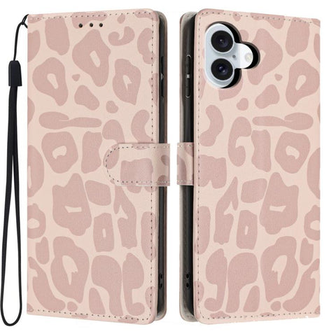 Leopard Print Wallet Vegan Leather Phone Case with Lanyard, For iPhone 18 Pro, For iPhone 18 Pro Max, For iPhone 17e / 16e, For iPhone 17 Pro Max, For iPhone 17 Pro, For iPhone 17, For iPhone Air, For iPhone 16 Pro Max